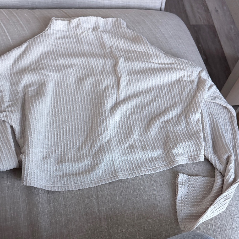 Cream Textured Long Sleeve Top